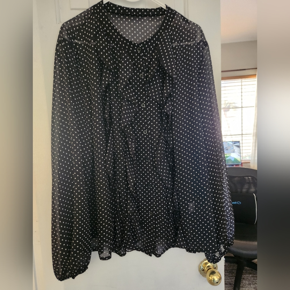 New Shien Curve Polkdot Blouse Sz 4x